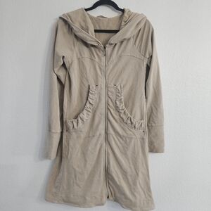 TESTIMONY Los Angeles Jacket Women's Small Beige Zip Front Cloak Hoodie
